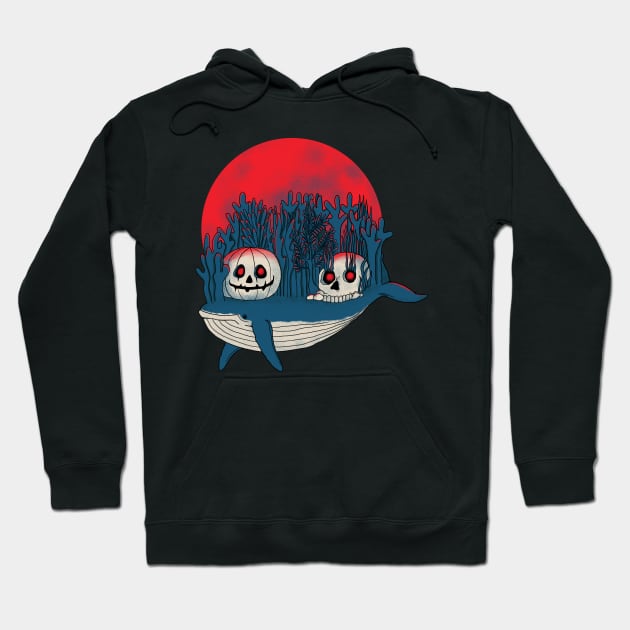 Horror Whale Island Hoodie by Luna Illustration